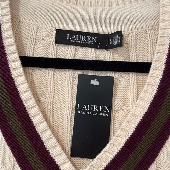 NWT Lauren Ralph Lauren Cable-Knit Cotton Cricket Sweater 😍 - Picture 5 of 7